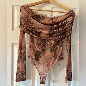 More to Come Brown Animal Print Bodysuit